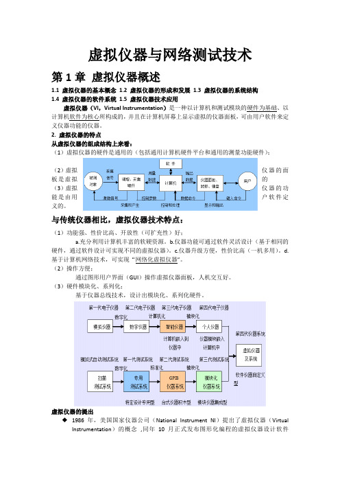 虚拟仪器与网络测试技术   考纲