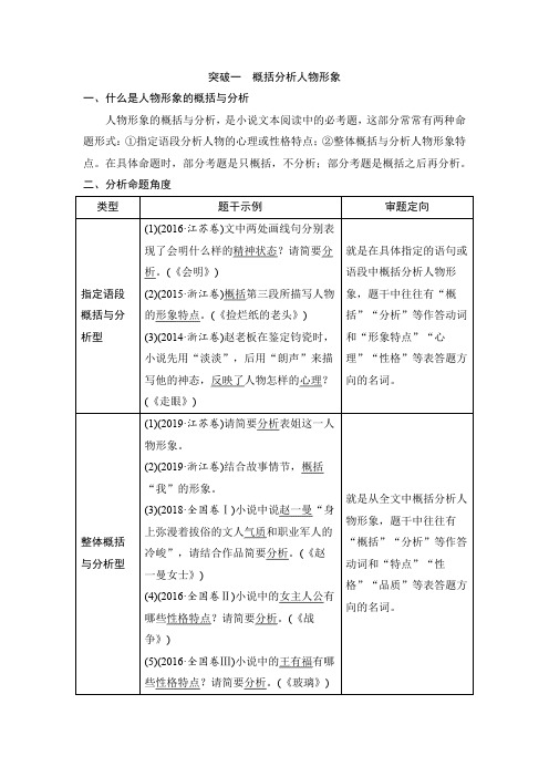 21版：概括分析人物形象