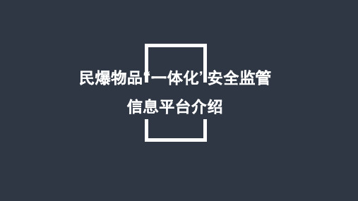 民爆物品“一体化”监管信息平台(民爆升级版系统)介绍20190322