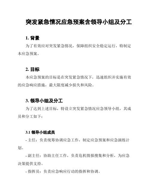 突发紧急情况应急预案含领导小组及分工