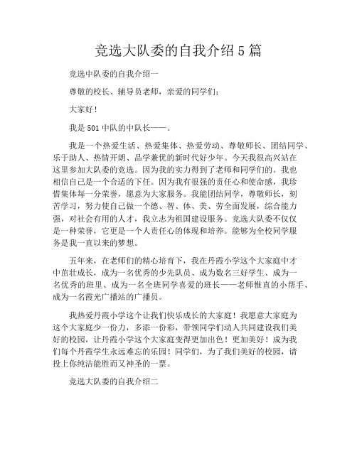 竞选大队委的自我介绍5篇