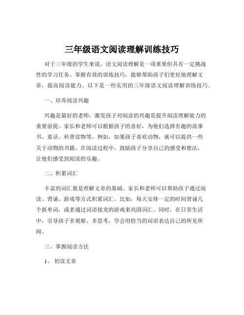 三年级语文阅读理解训练技巧