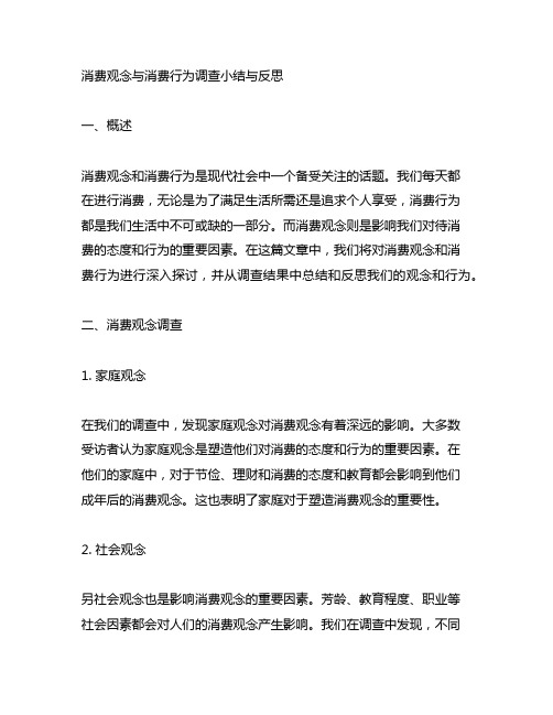 消费观念与消费行为调查小结与反思