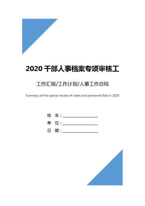 2020干部人事档案专项审核工作总结