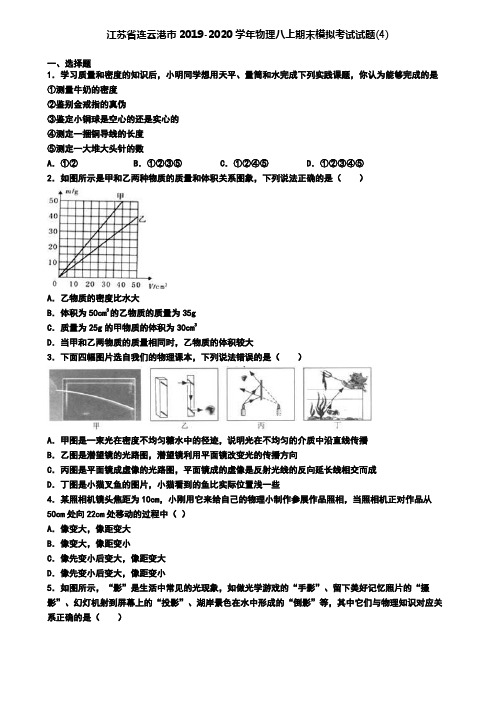 江苏省连云港市2019-2020学年物理八上期末模拟考试试题(4)