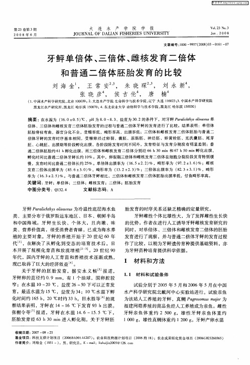 牙鲆单倍体、三倍体、雌核发育二倍体和普通二倍体胚胎发育的比较