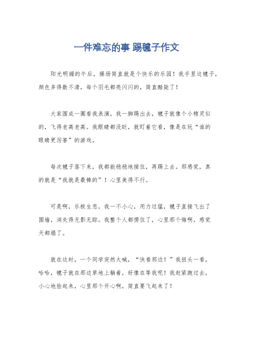 一件难忘的事 踢毽子作文