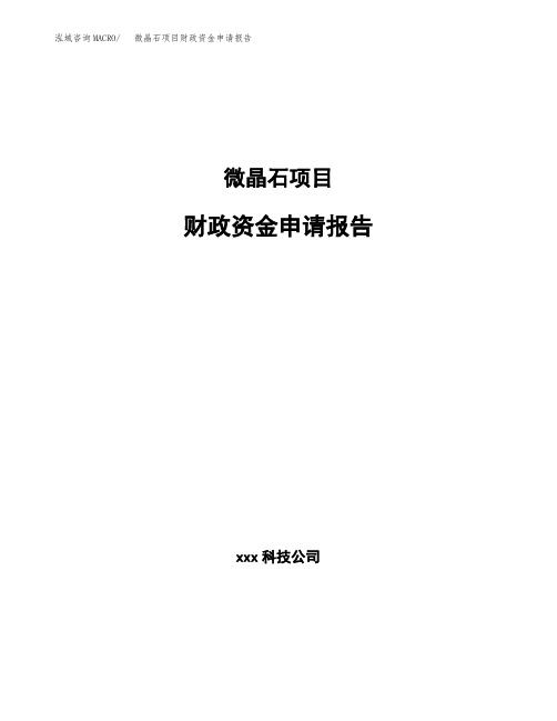 微晶石项目财政资金申请报告