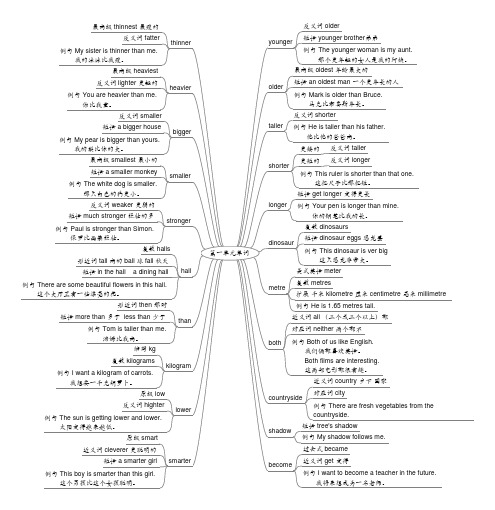 六年级下册英语第一单元单词