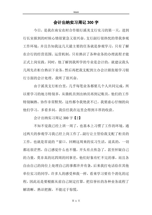 会计出纳实习周记300字