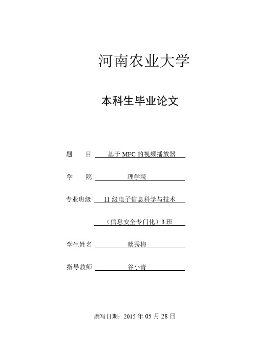 基于MFC的视频播放器报告