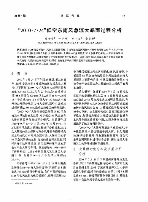 “2010·7·24”低空东南风急流大暴雨过程分析
