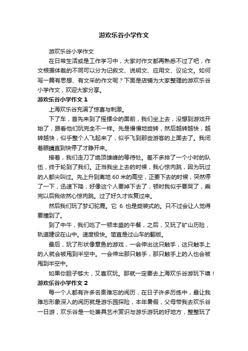 游欢乐谷小学作文