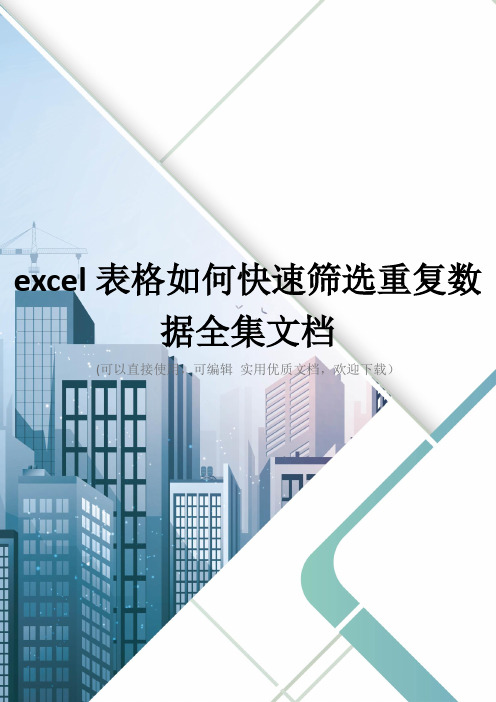 excel表格如何快速筛选重复数据全集文档