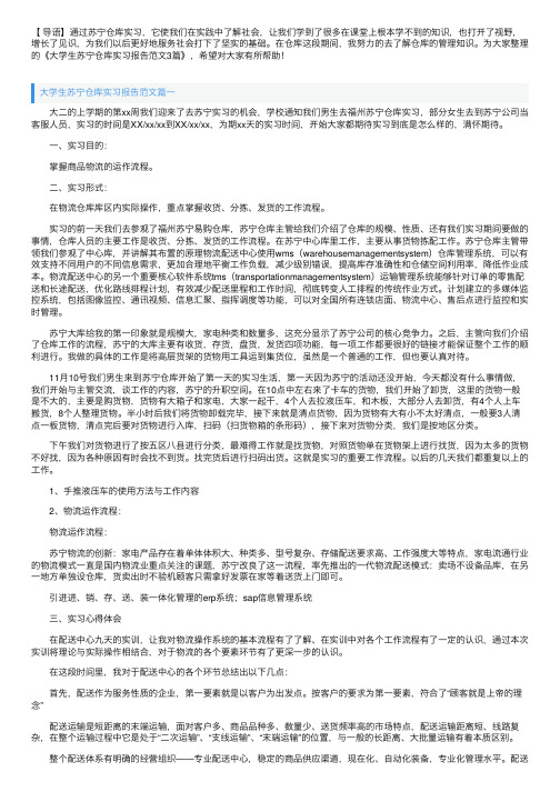 大学生苏宁仓库实习报告范文3篇