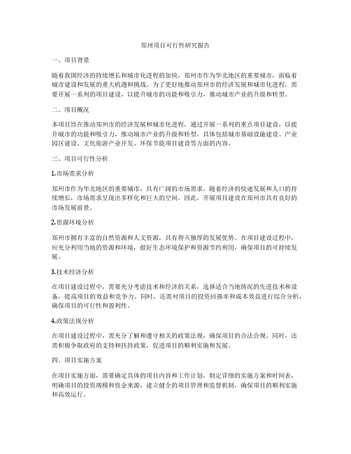 郑州项目可行性研究报告