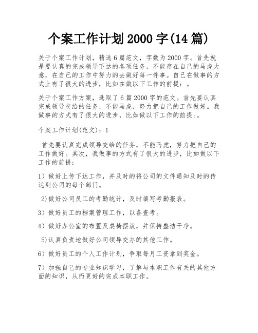 个案工作计划2000字(14篇)