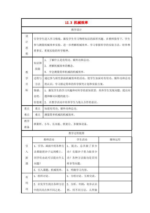 人教版八年级物理下册 12.3 机械效率教学案 (10)