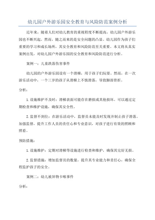 幼儿园户外游乐园安全教育与风险防范案例分析