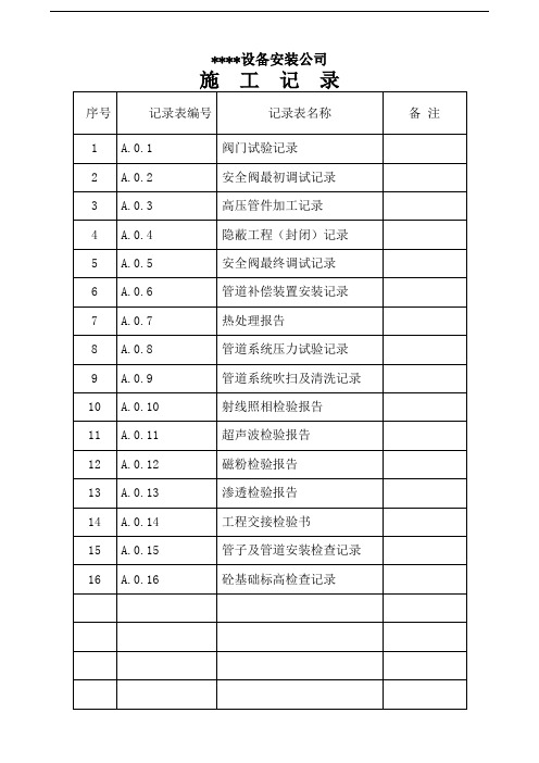 压力管道工程施工记录A