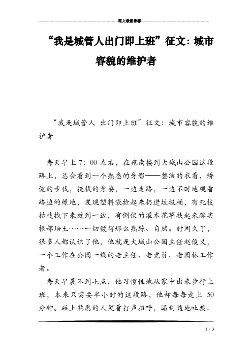 “我是城管人出门即上班”征文:城市容貌的维护者