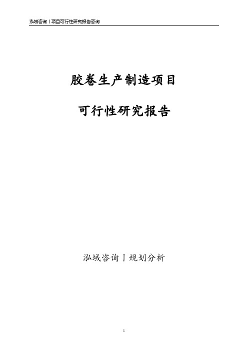 胶卷生产制造项目可行性研究报告