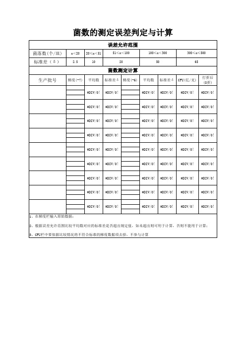 菌数的测定误差判定与计算