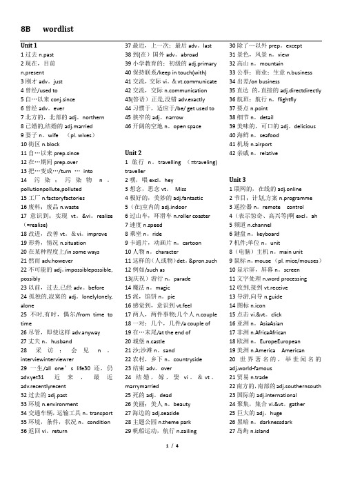 译林版八年级下册英语词汇表