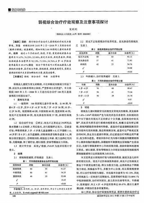 弱视综合治疗疗效观察及注意事项探讨