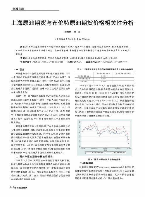 上海原油期货与布伦特原油期货价格相关性分析