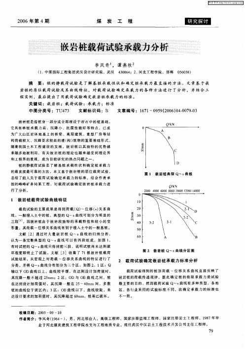 嵌岩桩载荷试验承载力分析