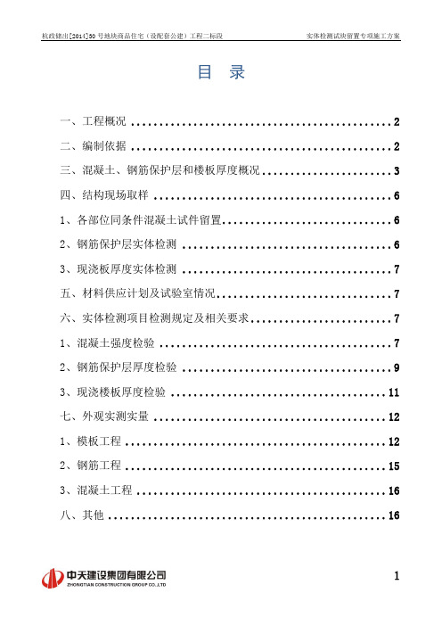 实体检测试块留置专项施工方案DOC