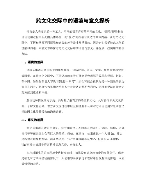 跨文化交际中的语境与意义探析