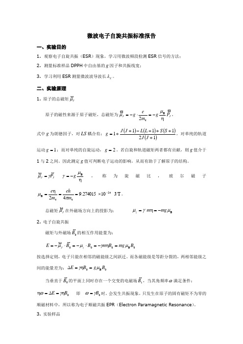 微波电子自旋共振标准报告