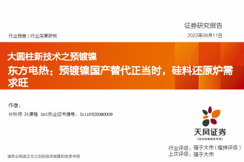 新能源行业深度研究：大圆柱新技术之预镀镍-东方电热：预镀镍国产替代正当时，硅料还原炉需求旺