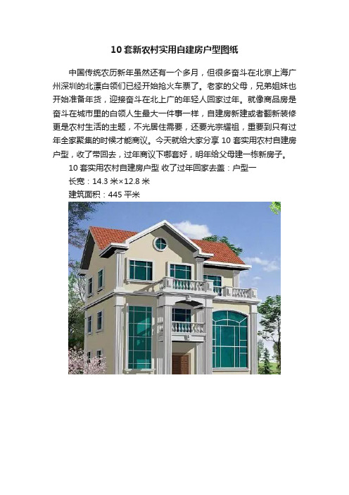 10套新农村实用自建房户型图纸