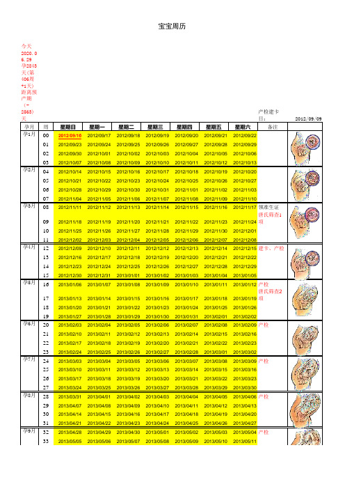 怀孕妈妈孕期必备 妈妈孕周表