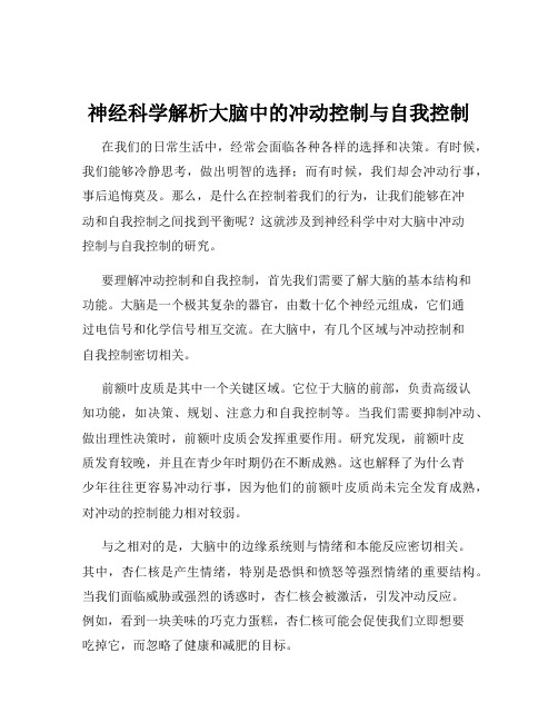 神经科学解析大脑中的冲动控制与自我控制