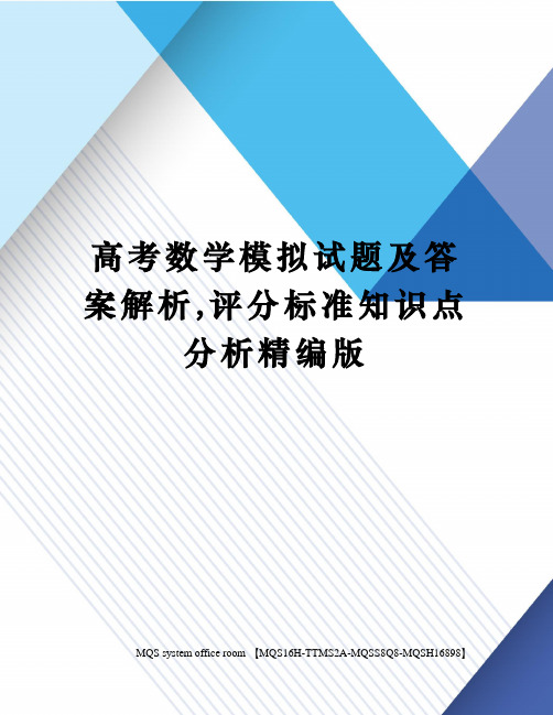 高考数学模拟试题及答案解析,评分标准知识点分析精编版