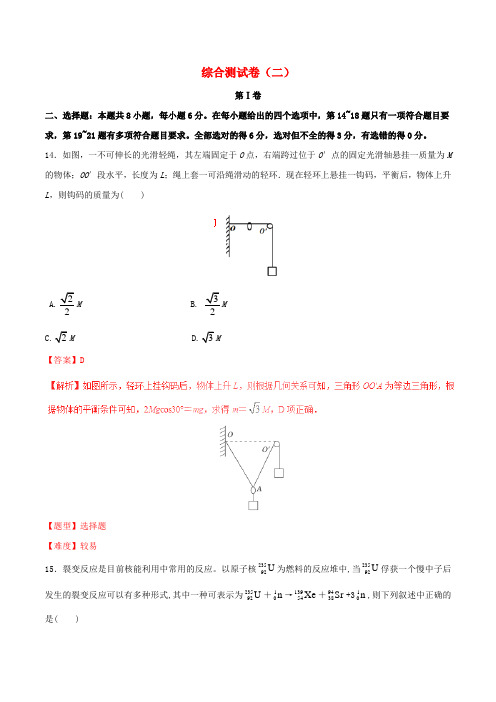 17学年高中物理暑假作业综合测试卷(二)(含解析)新人教版选修3