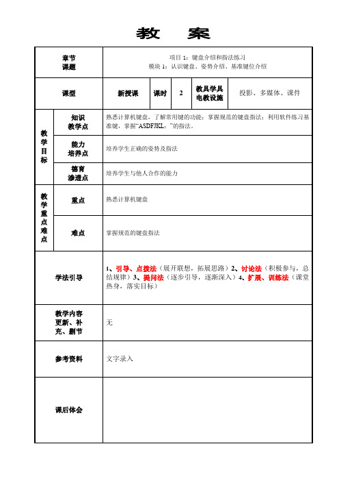 (完整版)键盘介绍和指法练习教案