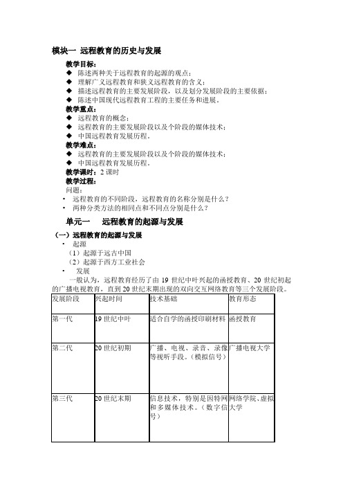 模块一 远程教育的历史与发展