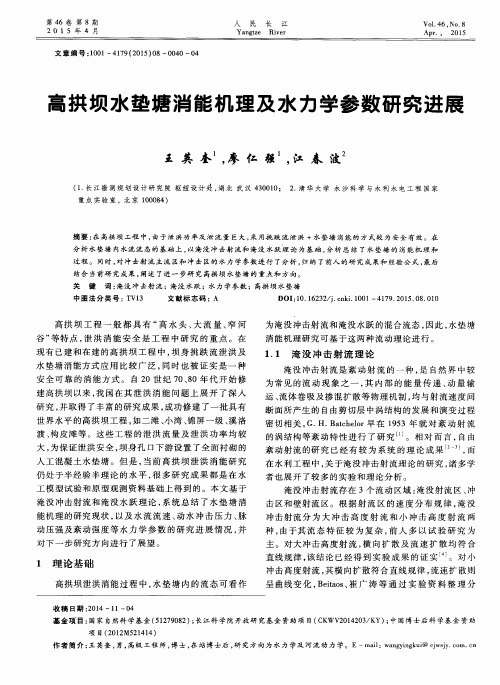 高拱坝水垫塘消能机理及水力学参数研究进展