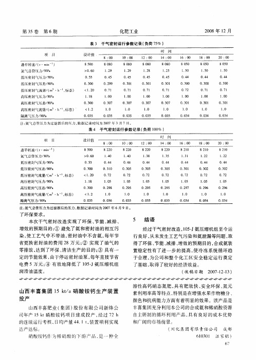 山西丰喜集团15kt／a硝酸铵钙生产装置投产