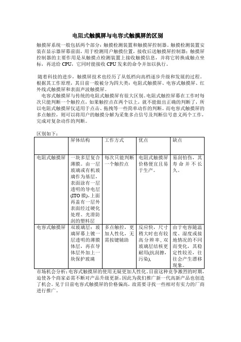 电容式与电阻式触摸屏的区别