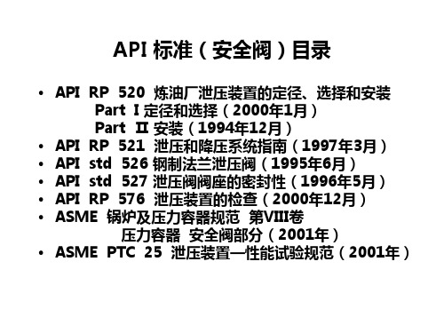 API 标准(安全阀)综述