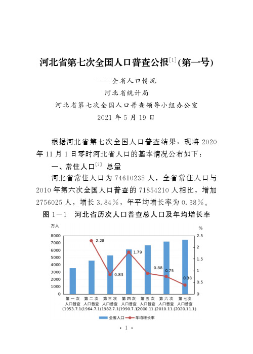 河北省第七次全国人口普查公报(第一号)