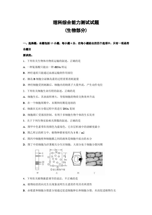 山东省济南市2020届高三一模考试生物试题 Word版含答案