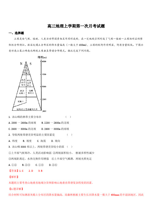 山东省德州市夏津县一中2019届高三上学期第一次月考地理试题 含解析