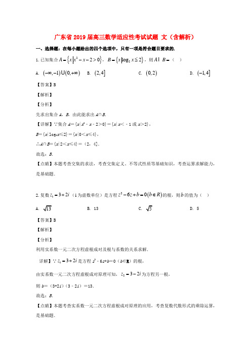 广东省2019届高三数学适应性考试试题文(含解析)